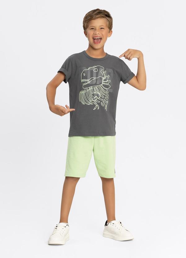 Vista 2 Conjunto com Bermuda e Camiseta Estampada Cinza Alakazoo Alakazoo