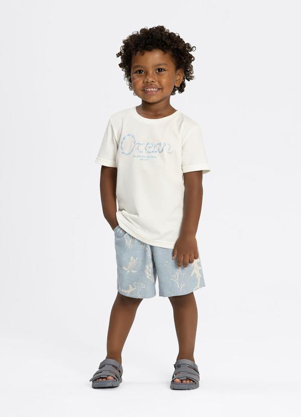 Vista 2 Conjunto com Bermuda Estampada e Camiseta Azul Alakazoo Alakazoo