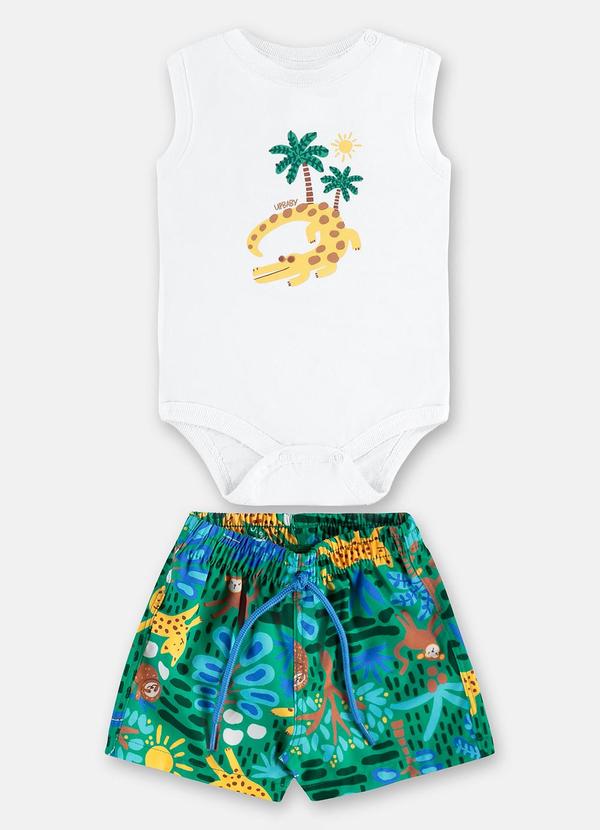 Conjunto com Body Regata e Bermuda Branco