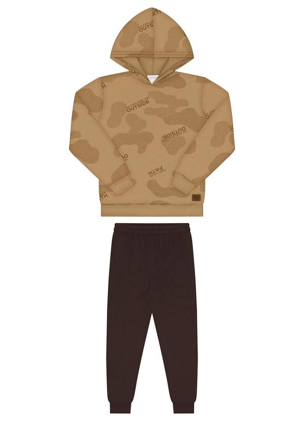 Vista 2 Conjunto com Calça e Blusão Estampado Bege Alakazoo Alakazoo