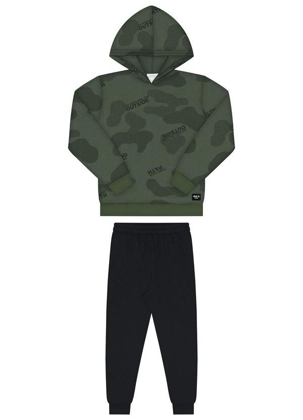 Vista 2 Conjunto com Calça e Blusão Estampado Verde Alakazoo Alakazoo