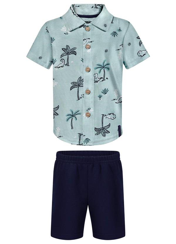 Vista 2 Conjunto com Camisa Estampada e Bermuda Verde Alakazoo Alakazoo