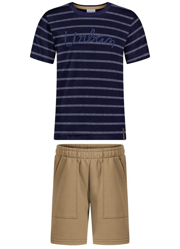 Conjunto com Camiseta e Bermuda com Bolsos Azul