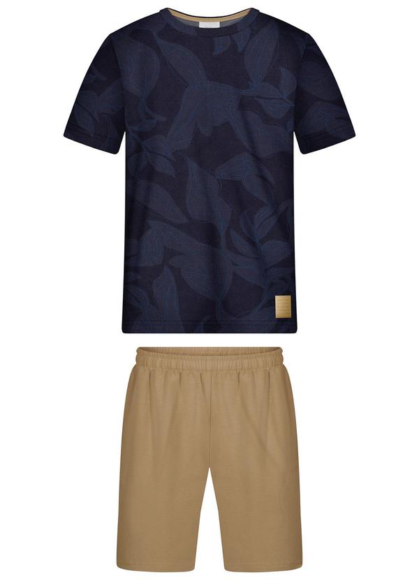 Conjunto com Camiseta e Bermuda de Moletom Azul