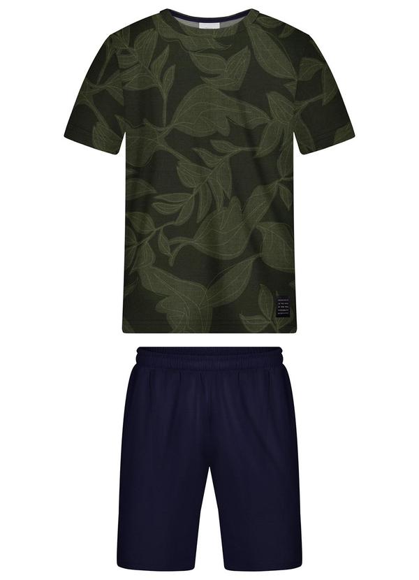 Conjunto com Camiseta e Bermuda de Moletom Verde