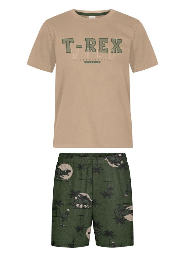 Vista 2 Conjunto com Camiseta e Bermuda Estampada Verde Alakazoo Alakazoo