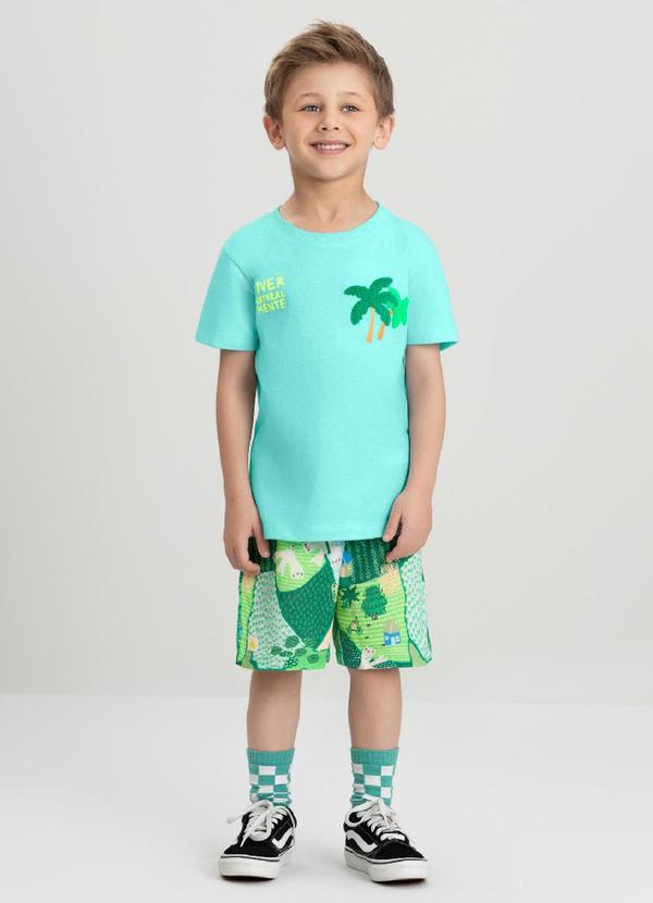 Conjunto com Camiseta e Bermuda Três e Já Azul