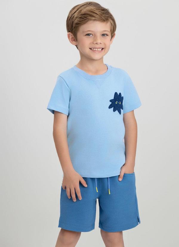 Conjunto com Camiseta e Bermuda Três e Já Azul