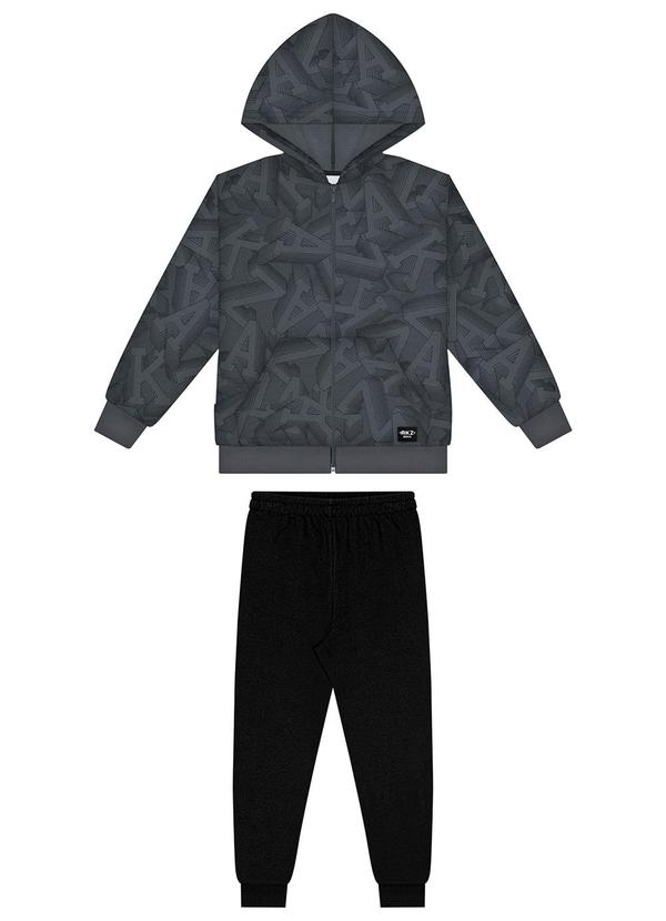 Vista 2 Conjunto com Jaqueta Estampada e Calça Cinza Alakazoo Alakazoo