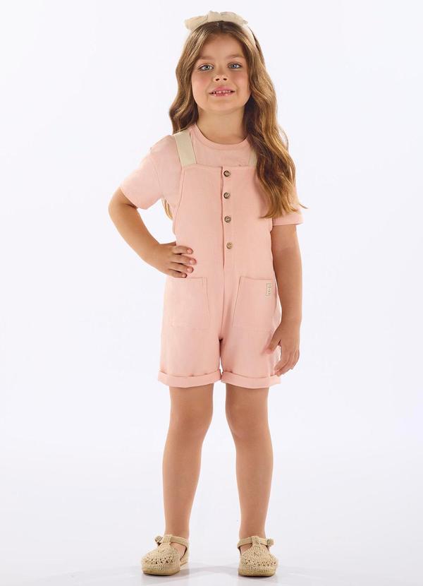 Vista 2 Conjunto com Jardineira e Camiseta Rosa Up Baby Up Baby