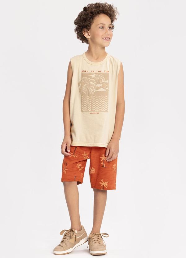 Vista 2 Conjunto com Regata e Bermuda Estampada Laranja Alakazoo Alakazoo