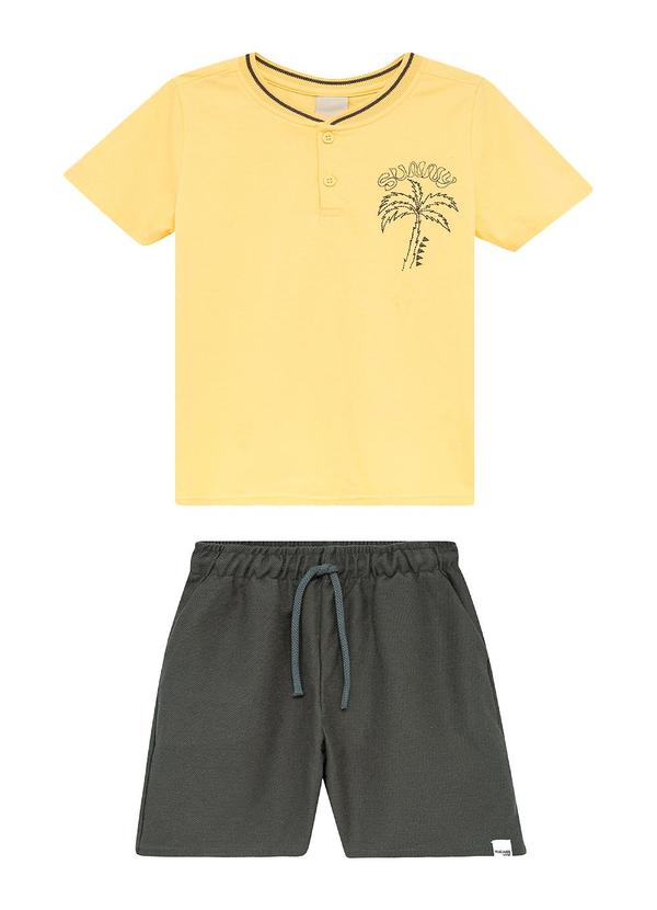 Vista 2 Conjunto Coqueiro com Bermuda Sarjada Amarelo Malwee Kids Malwee Kids