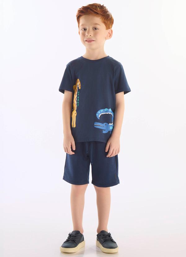 Vista 2 Conjunto Crocodilo Camiseta Bermuda Up Baby Azul