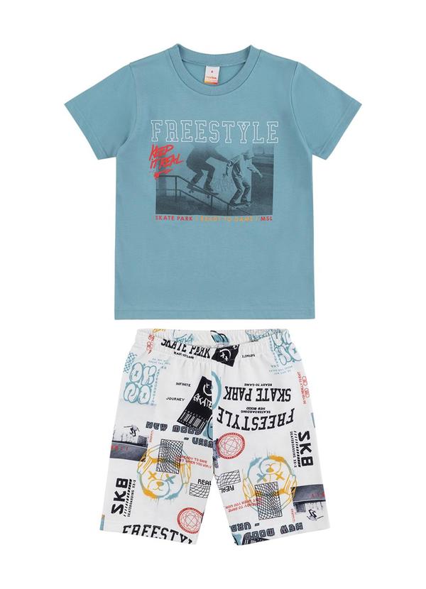 Conjunto Curto Estampado Menino Marisol Azul