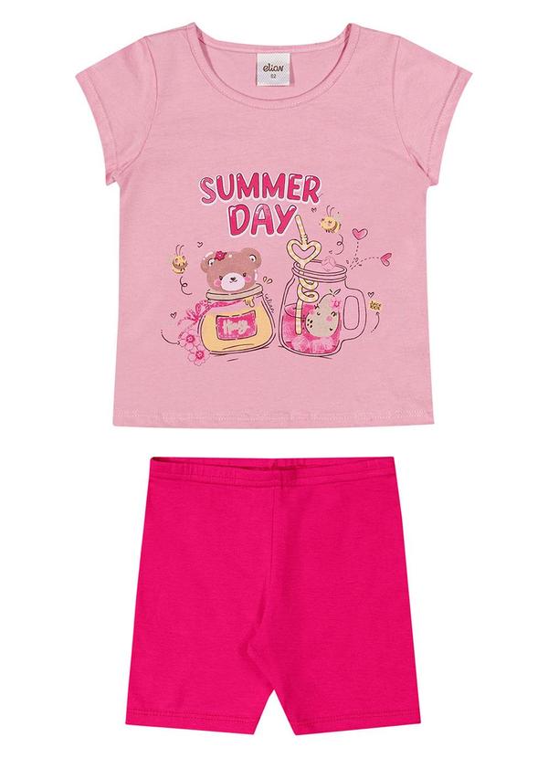 Vista 2 Conjunto Curto Infantil Menina Estampado Rosa Elian Elian