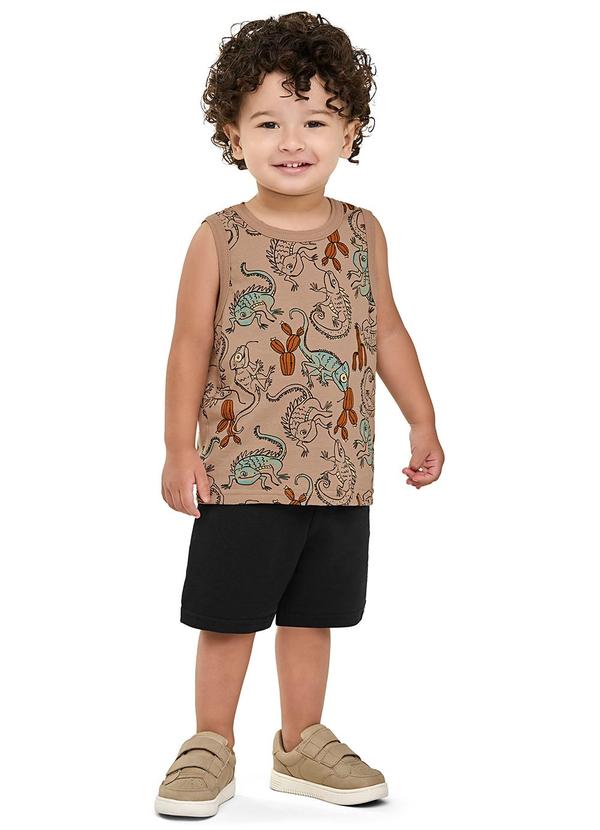 Conjunto Curto Infantil Menino Camaleões Marrom