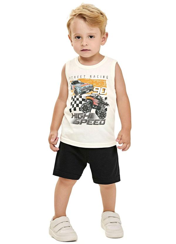 Vista 2 Conjunto Curto Infantil Menino com Estampa Bege Elian Elian