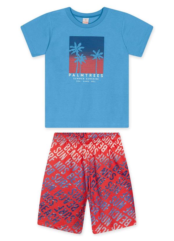 Vista 2 Conjunto Curto Moletom Infantil Azul Marisol Marisol