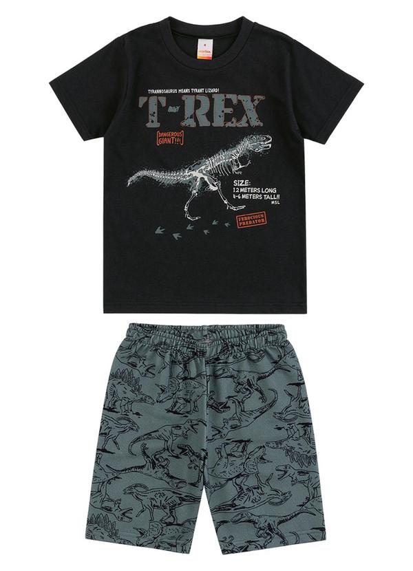 Conjunto Curto T-Rex Menino Marisol Preto