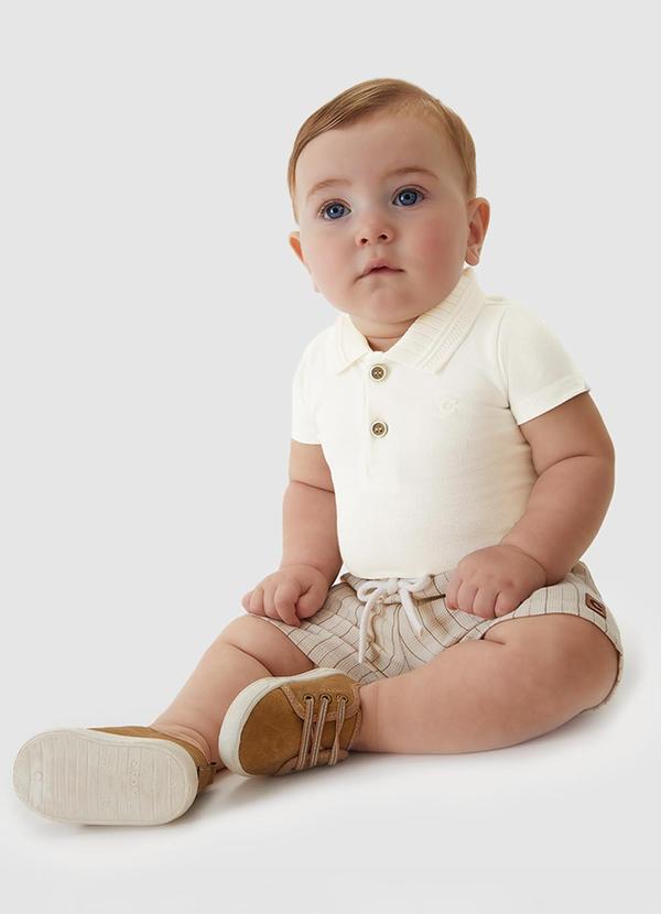 Conjunto de Body com Bermuda Menino Off White