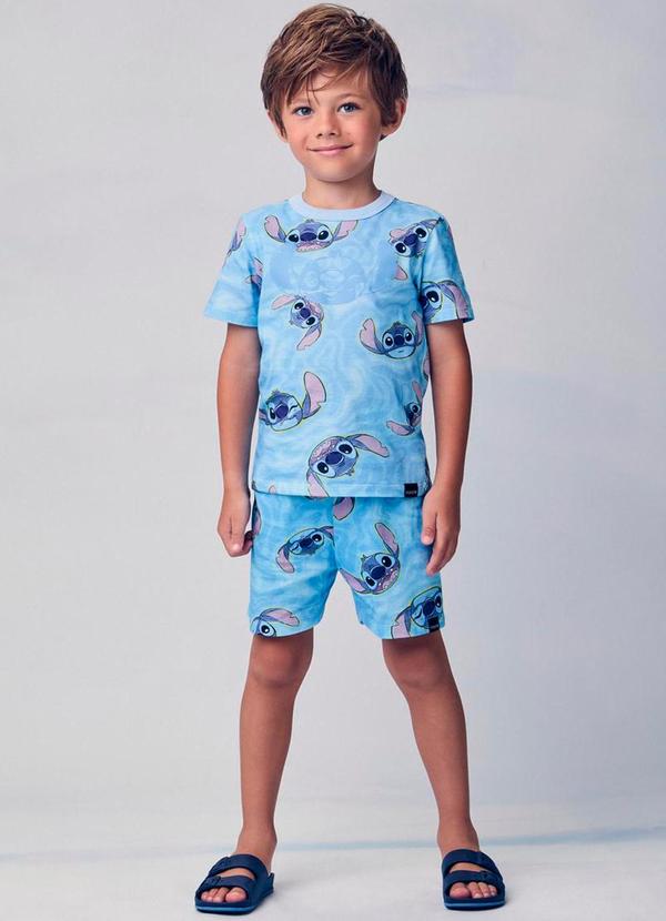 Vista 2 Conjunto de Pijama do Stitch Azul Youccie Youccie