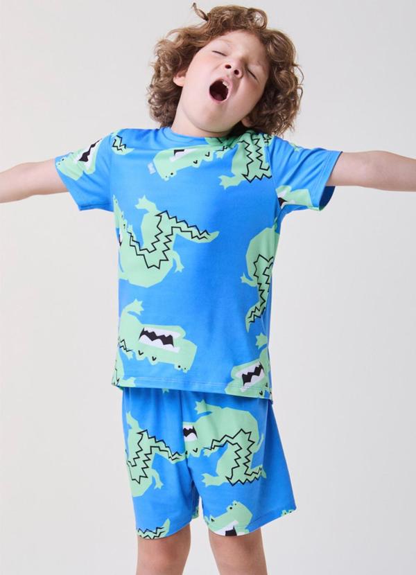 Vista 2 Conjunto de Pijama dos Dinos Azul Bimbi Bimbi