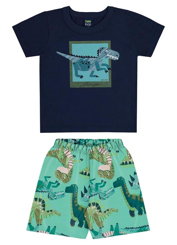 Conjunto Dino Camiseta Bermuda Azul