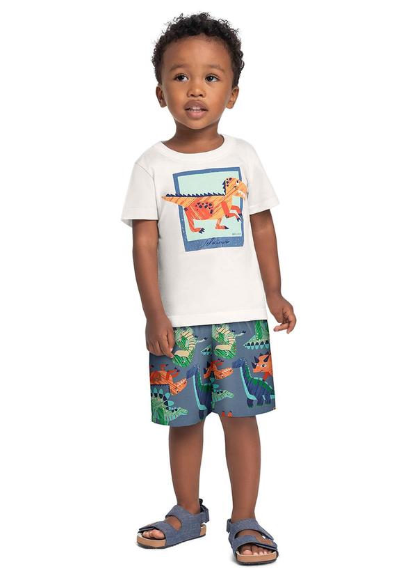 Conjunto Dino Camiseta Bermuda Bege