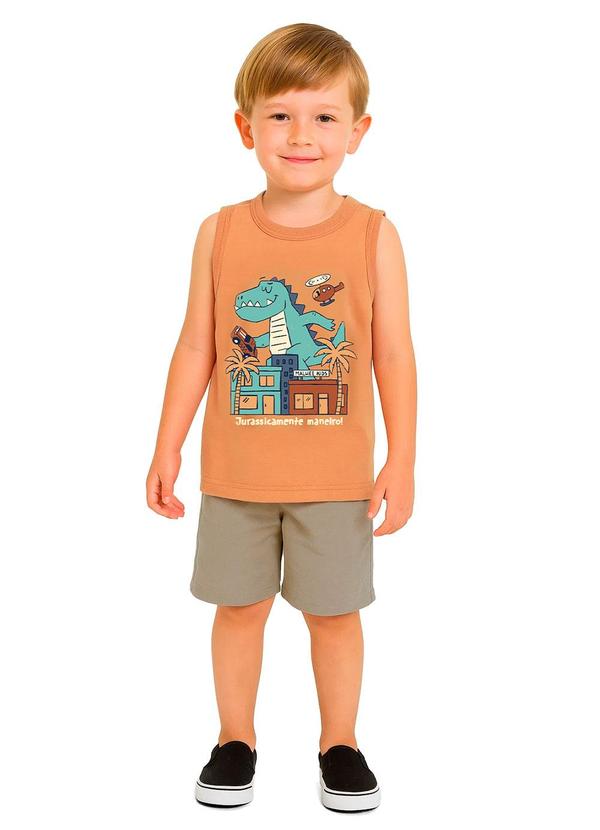 Conjunto Dinossauro com Moletinho Laranja Pastel