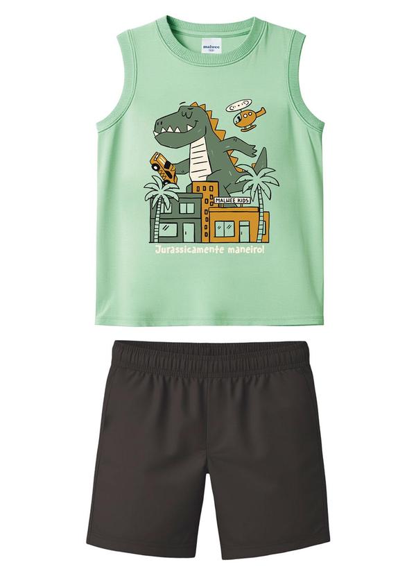 Conjunto Dinossauro com Moletinho Verde Pastel