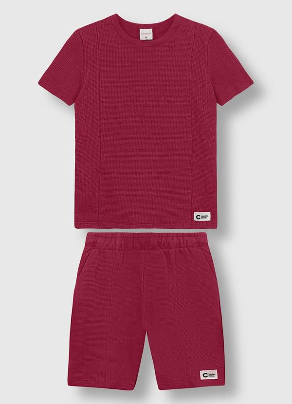 Conjunto em Malha Texturizada Vermelho