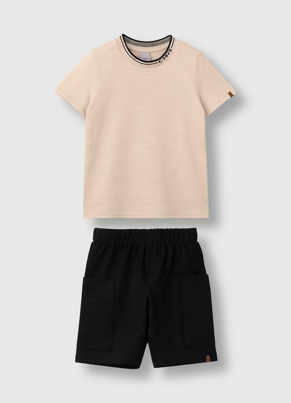 Conjunto em Malha Trabalhada Bege