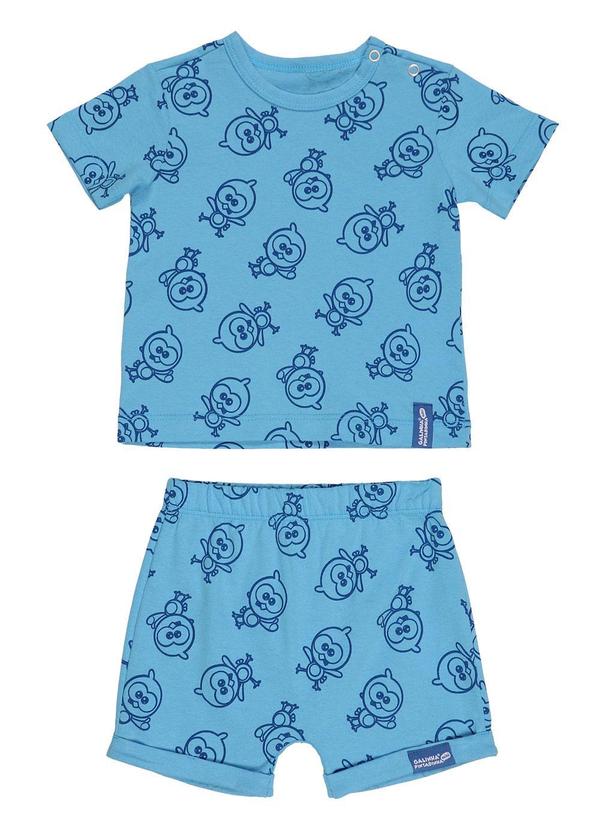 Vista 2 Conjunto em Meia Malha Azul Galinha Pintadinha Galinha Pintadinha