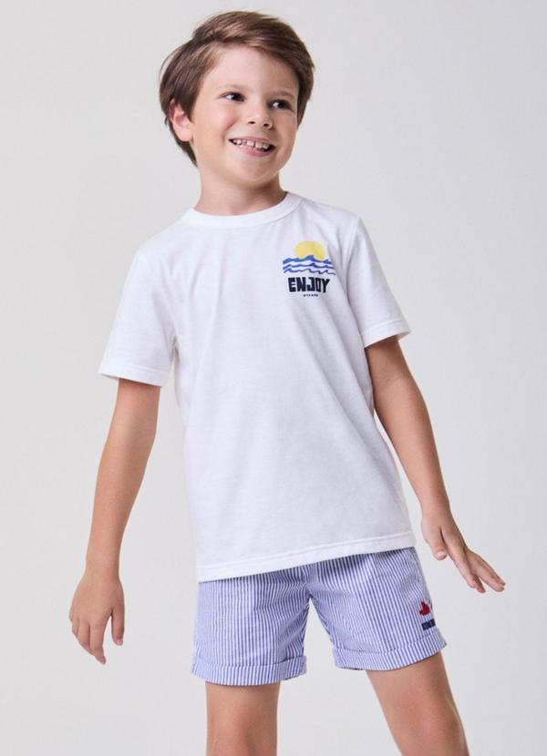 Conjunto Enjoy com Listras Azul Off White