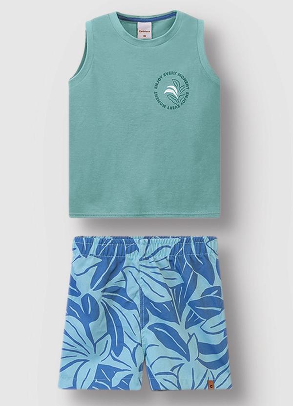 Vista 2 Conjunto Enjoy Every Moment Menino Azul Turquesa Carinhoso Carinhoso