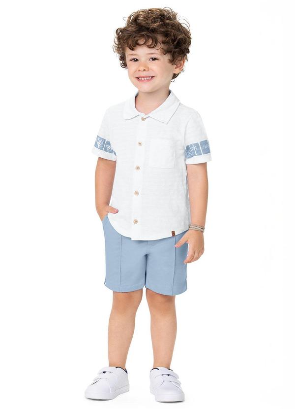 Conjunto Estampa nas Mangas Menino Branco
