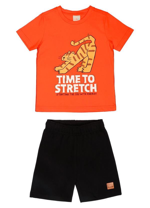 Vista 2 Conjunto Estampa Tigre e Bermuda Laranja Tink Bink Tink Bink