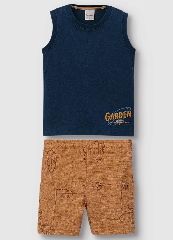 Vista 2 Conjunto Garden Texturizado Menino Azul Marinho Carinhoso Carinhoso