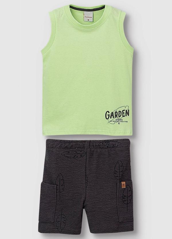 Vista 2 Conjunto Garden Texturizado Menino Verde Menta Carinhoso Carinhoso