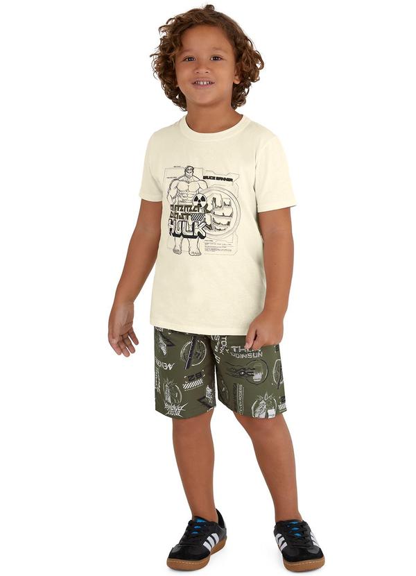 Vista 2 Conjunto Hulk em Microfibra Off White Malwee Kids Malwee Kids