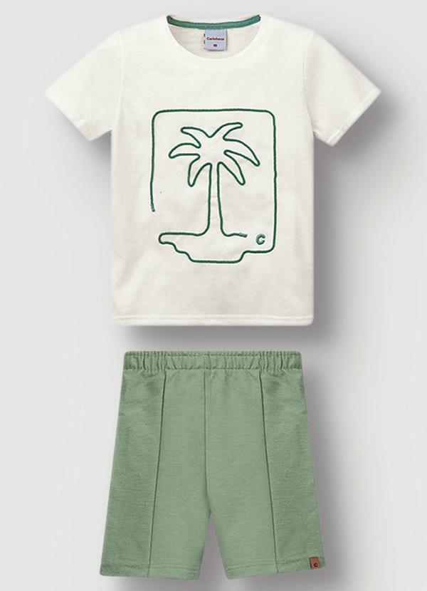 Vista 2 Conjunto Ilha Bordada Menino Off White Carinhoso Carinhoso