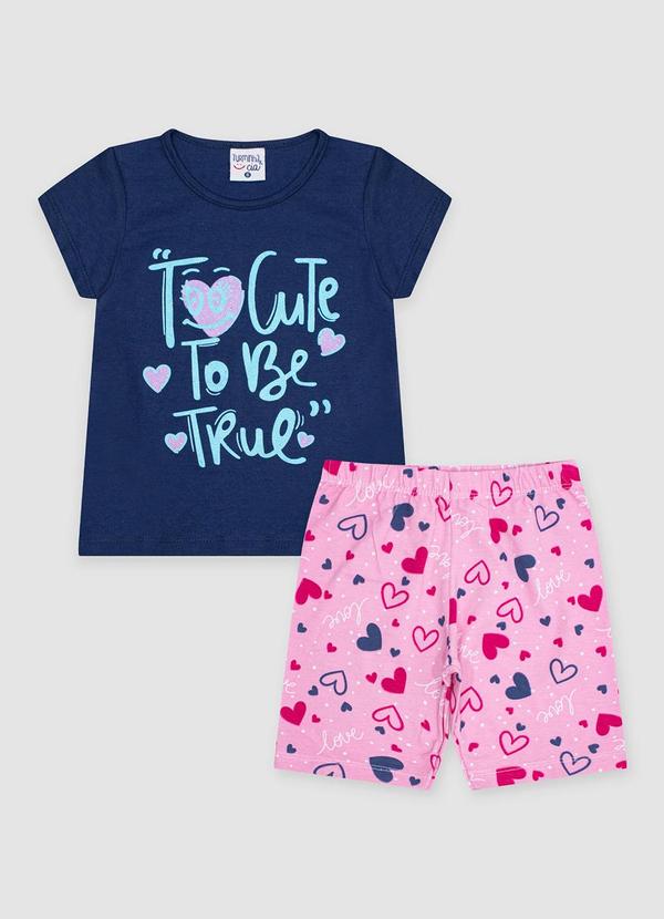 Conjunto Inf Meia Malha/Cotton Ciclista Azul