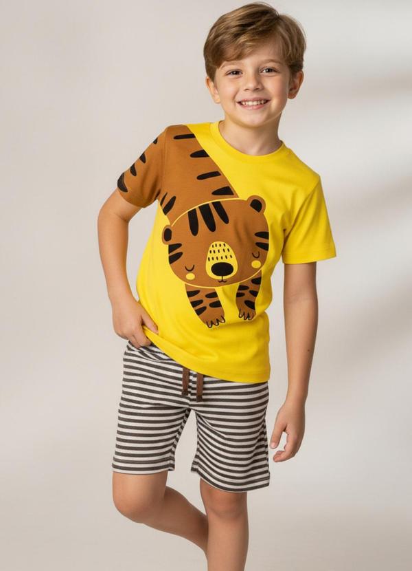 Conjunto Inf. Menino Tigre Kangulu Amarelo