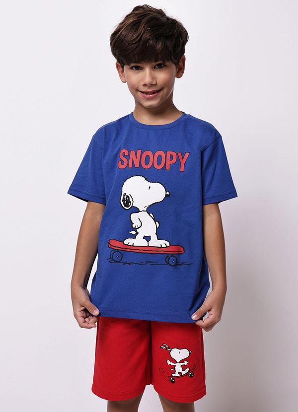 Conjunto Infantil Algodão Estampa Snoopy Azul