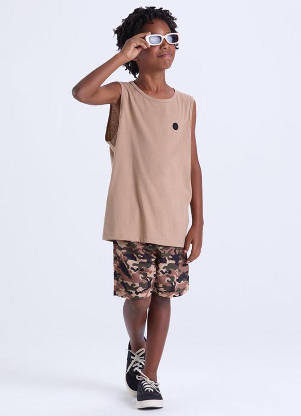 Vista 2 Conjunto Infantil Bermuda Camuflada Bege VIDA COSTEIRA VIDA COSTEIRA