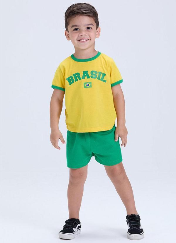 Conjunto Infantil Brasil Copa Verão Amarelo