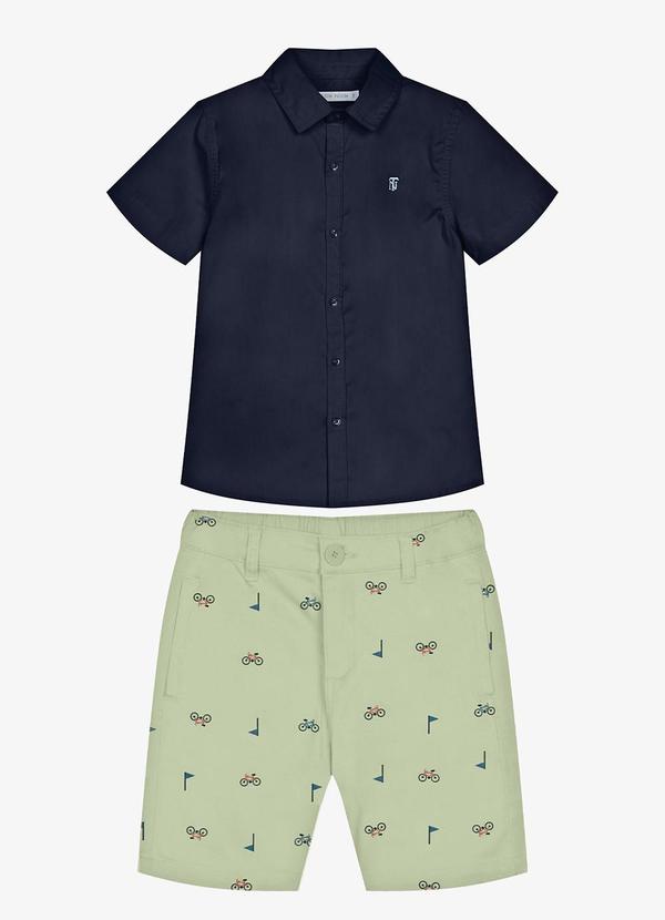 Conjunto Infantil Camisa com Bermuda Azul