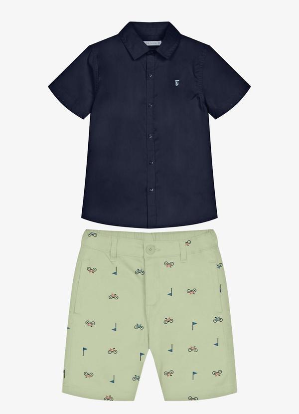 Conjunto Infantil Camisa com Bermuda Azul