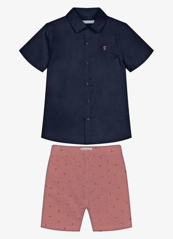Conjunto Infantil Camisa com Bermuda Azul
