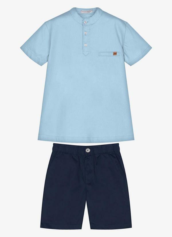 Conjunto Infantil Camisa com Bermuda Azul
